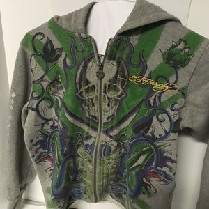 Boy's ED Hardy Gray Hoodie Size M